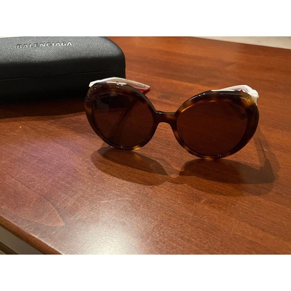 BALENCIAGA WOMENS ROUND HAVANA SILVER BROWN SUNGLASSES BB0024S-30007740-002 - Picture 10 of 11